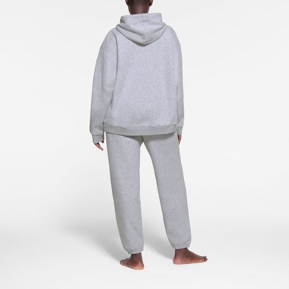 NWT SKIMS COTTON FLEECE OVERSIZED PULLOVER HOODIE IN HEATHER GREY - Picture 4 of 6